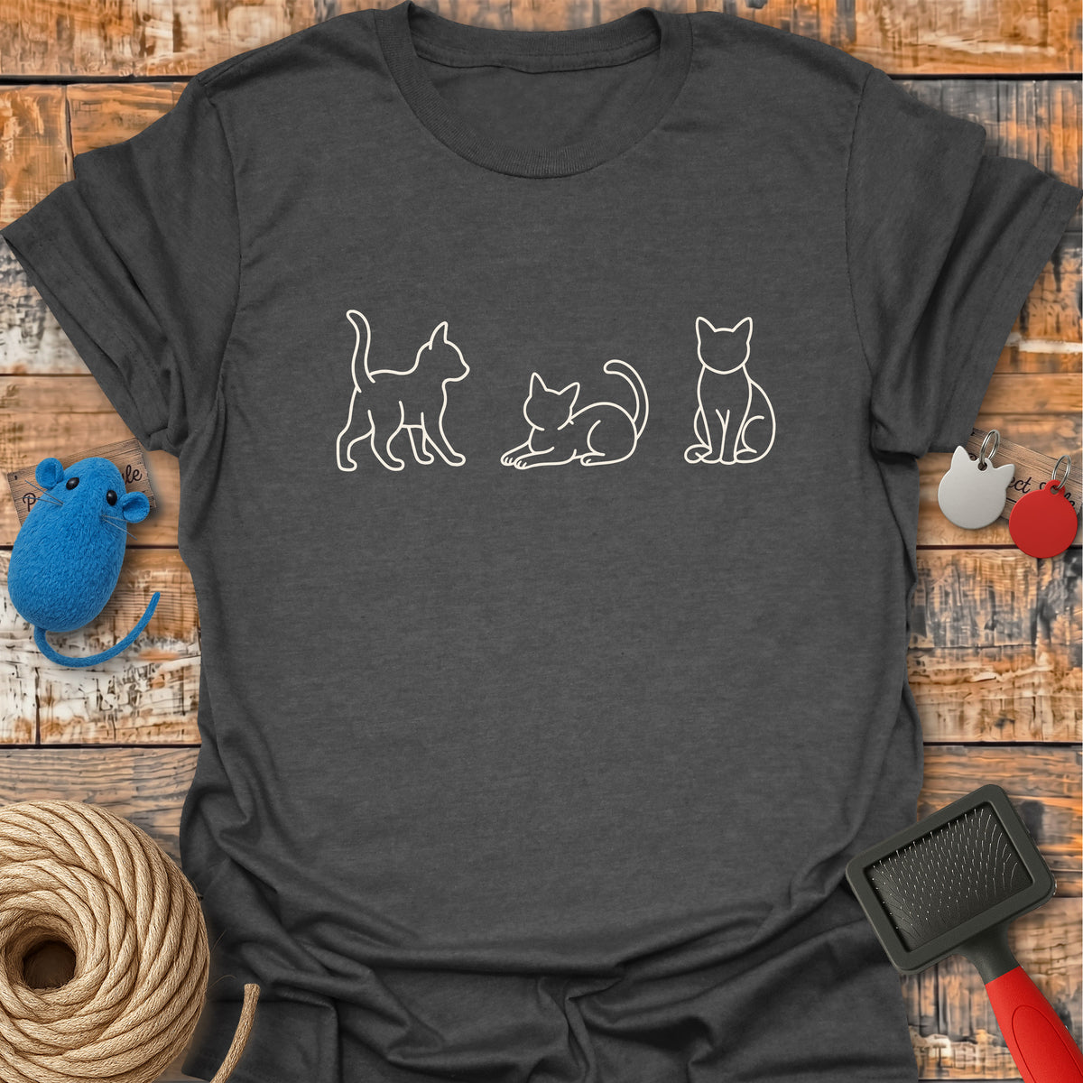 Three Cats Line Art