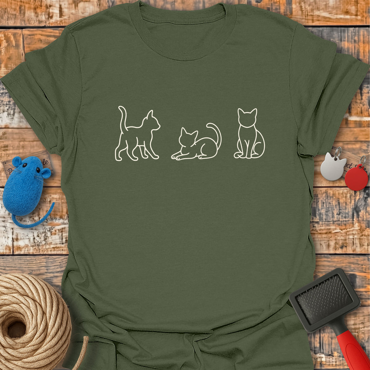 Three Cats Line Art