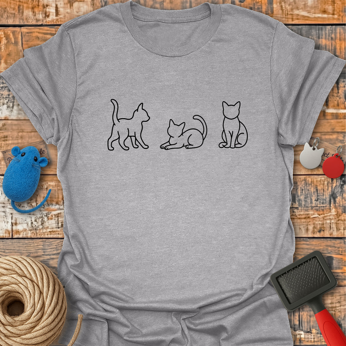 Three Cats Line Art