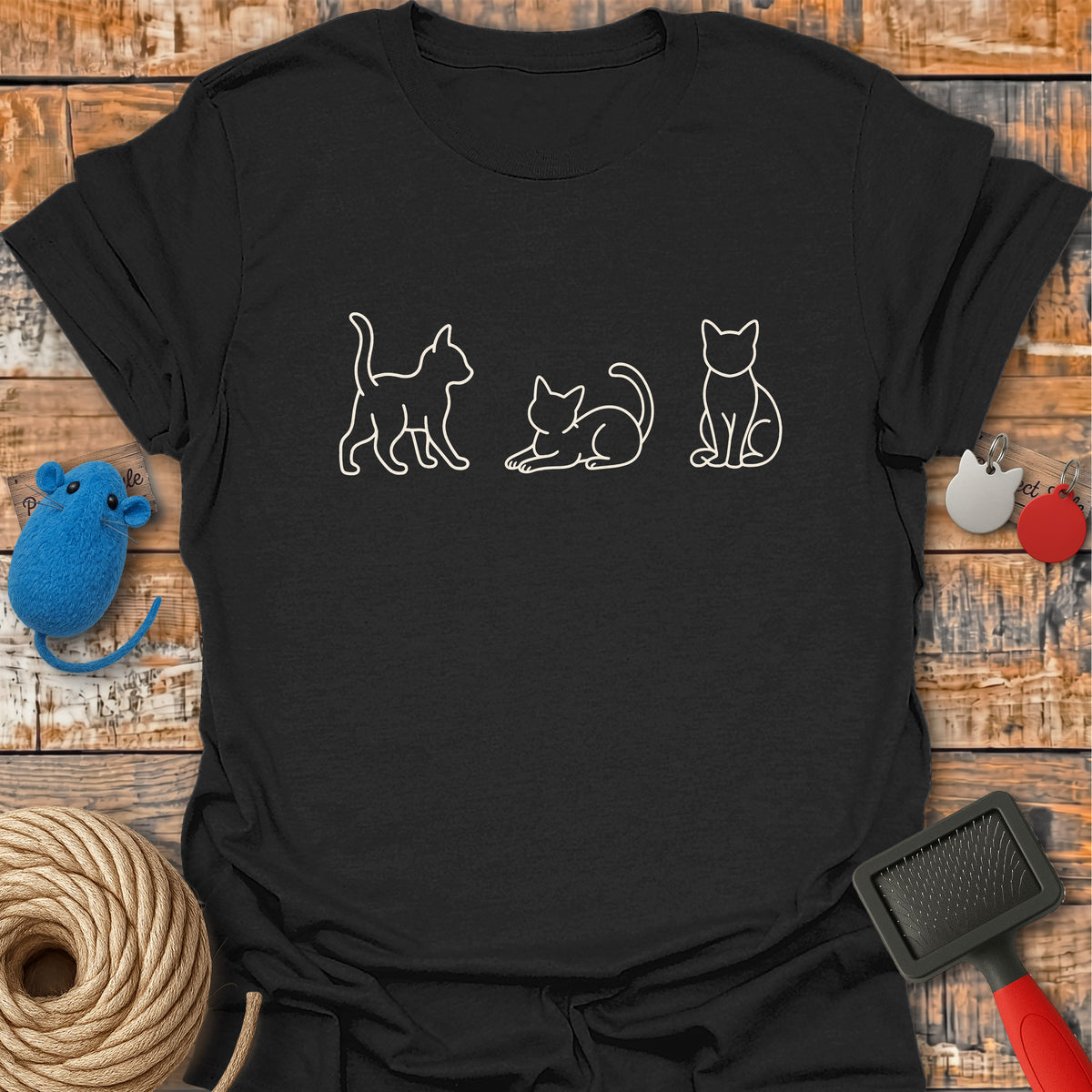 Three Cats Line Art