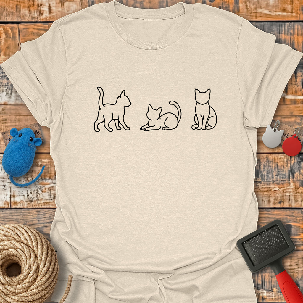 Three Cats Line Art