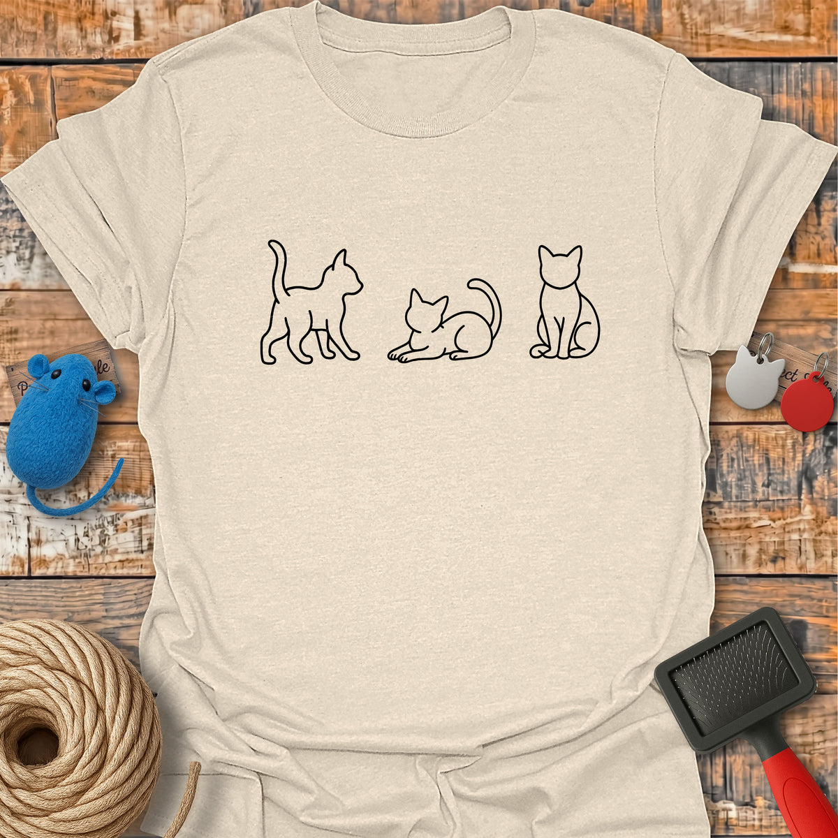 Three Cats Line Art
