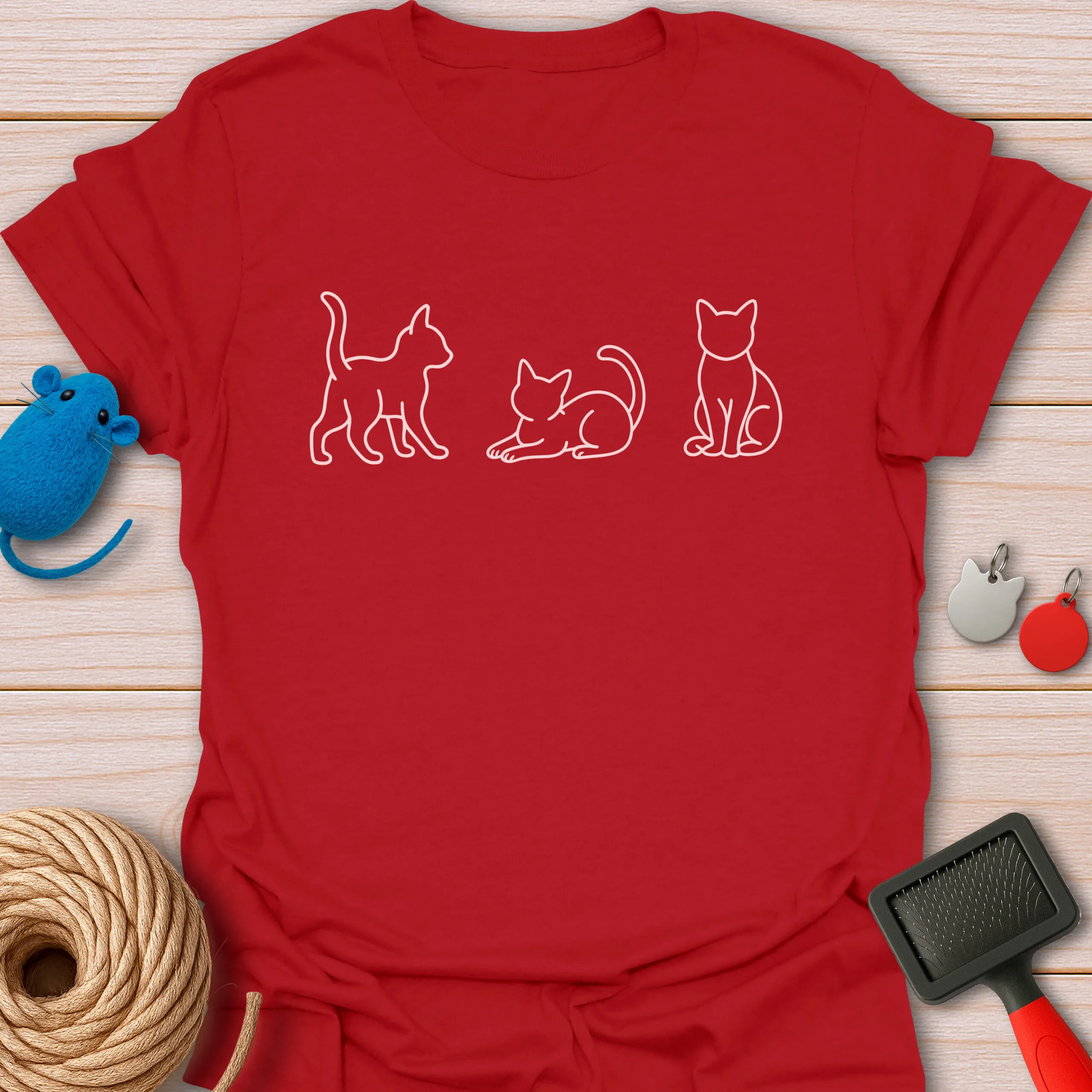 Three Cats Minimalist Line Art