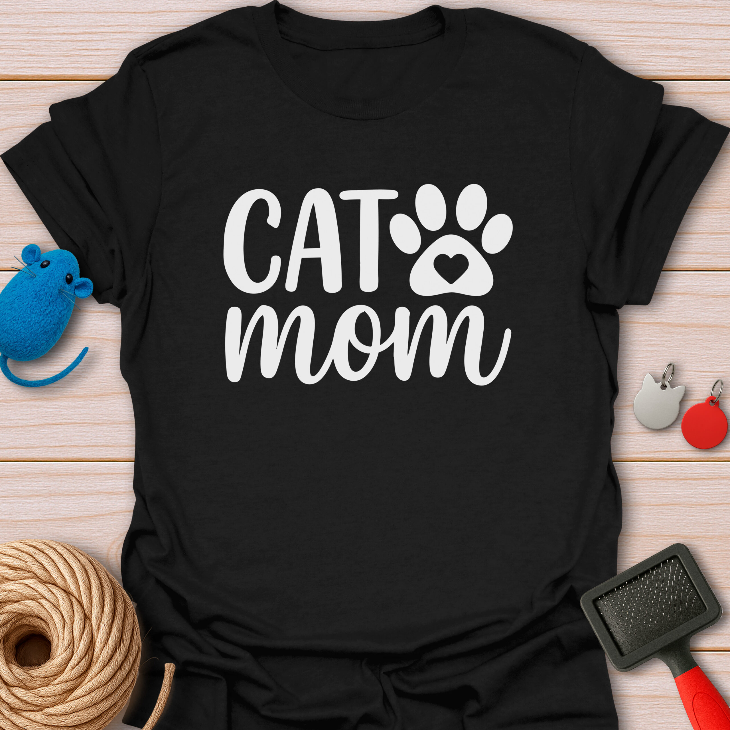 Cat Mom Paw Heart T-Shirt