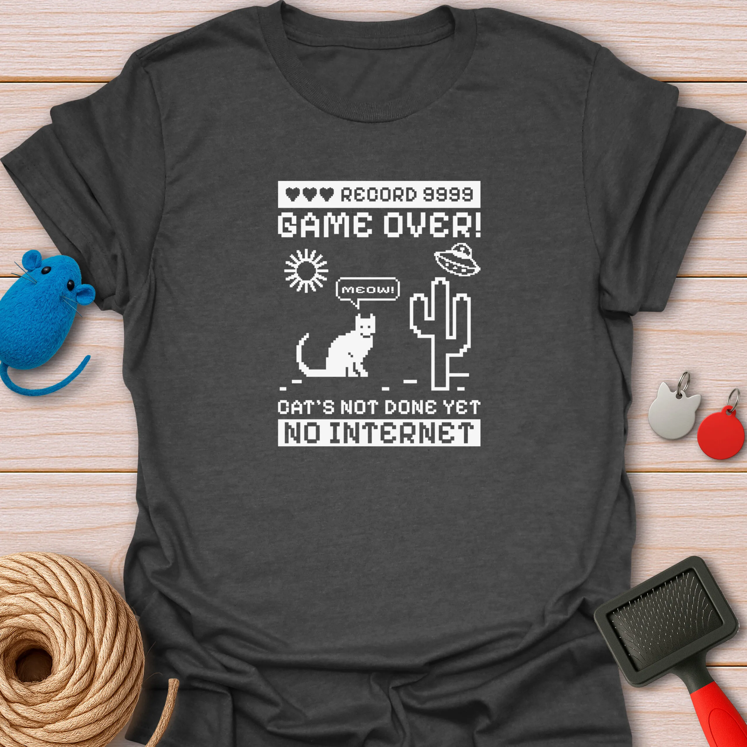 Game Over No Internet Pixel Cat