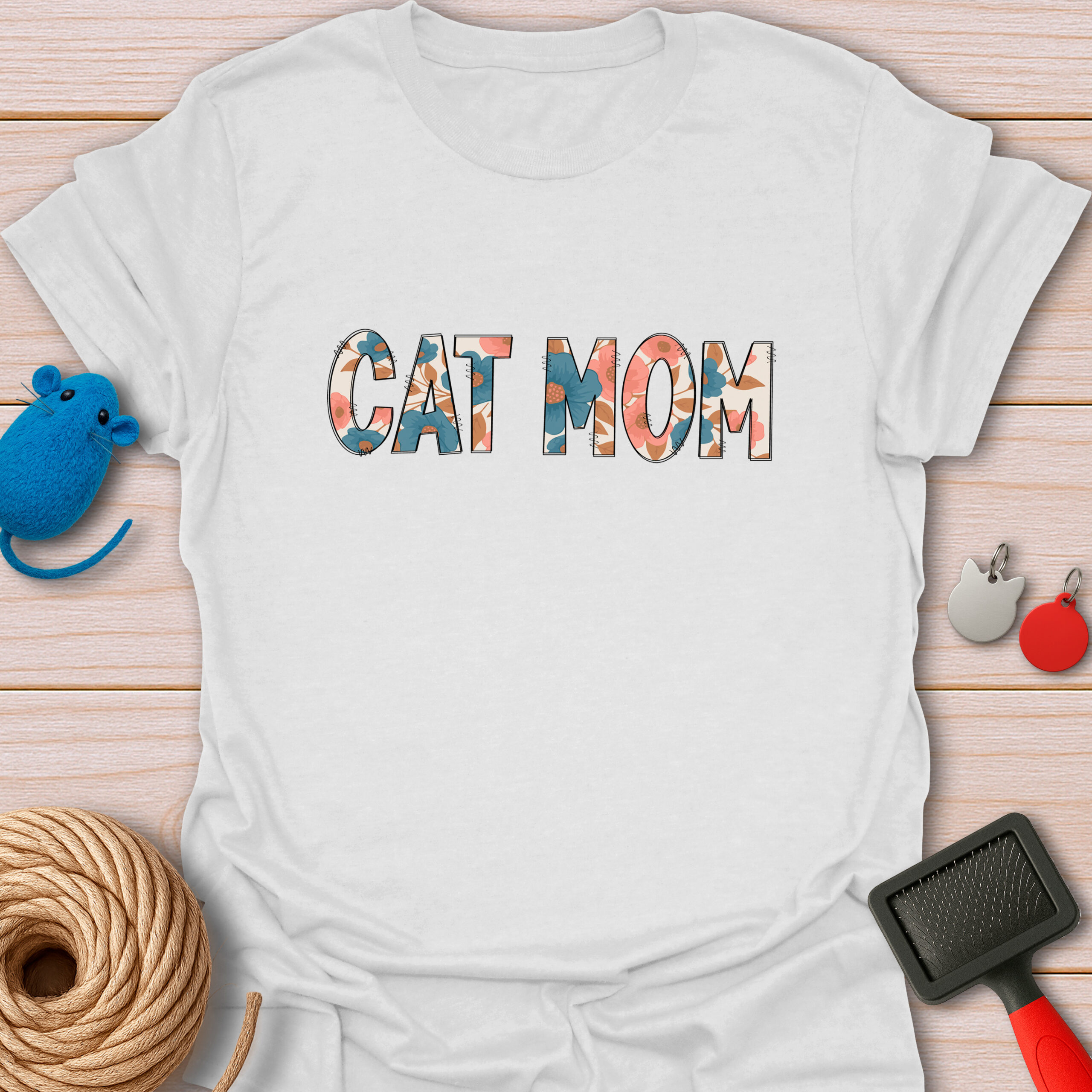 Cat Mom Floral Pastel - Unisex T-Shirt