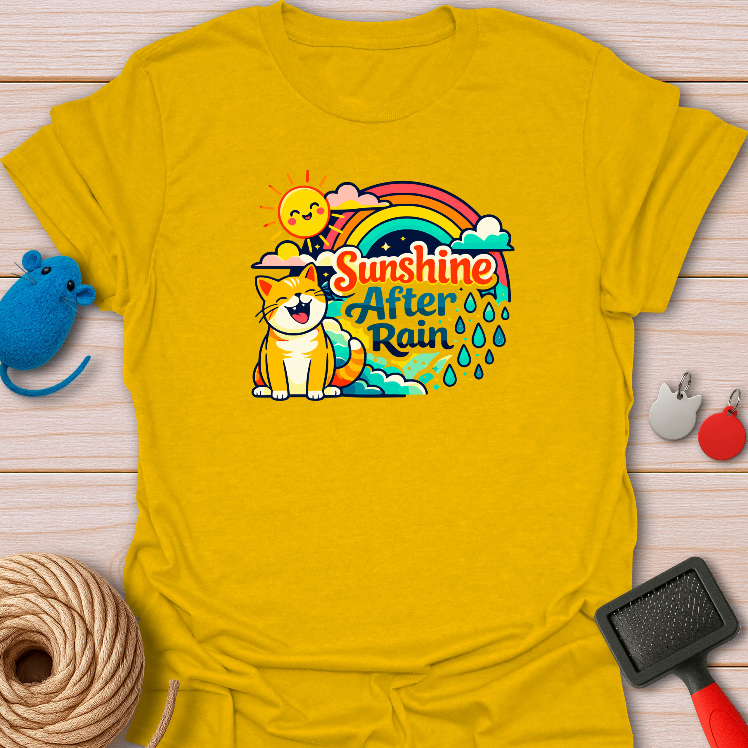 Sunshine After Rain Rainbow Cat - Unisex T-Shirt