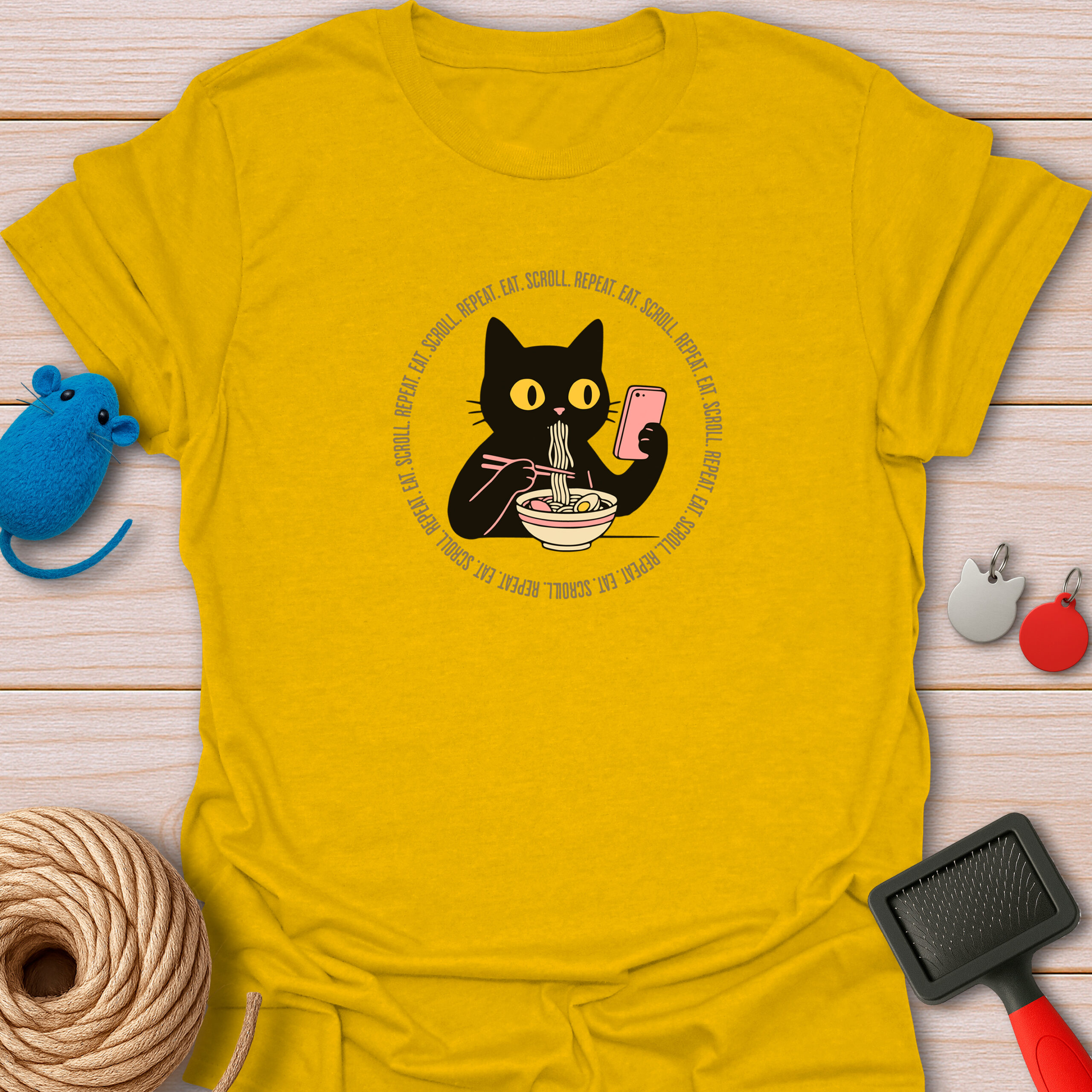 Ramen Cat Eat Scroll Repeat - Unisex T-Shirt