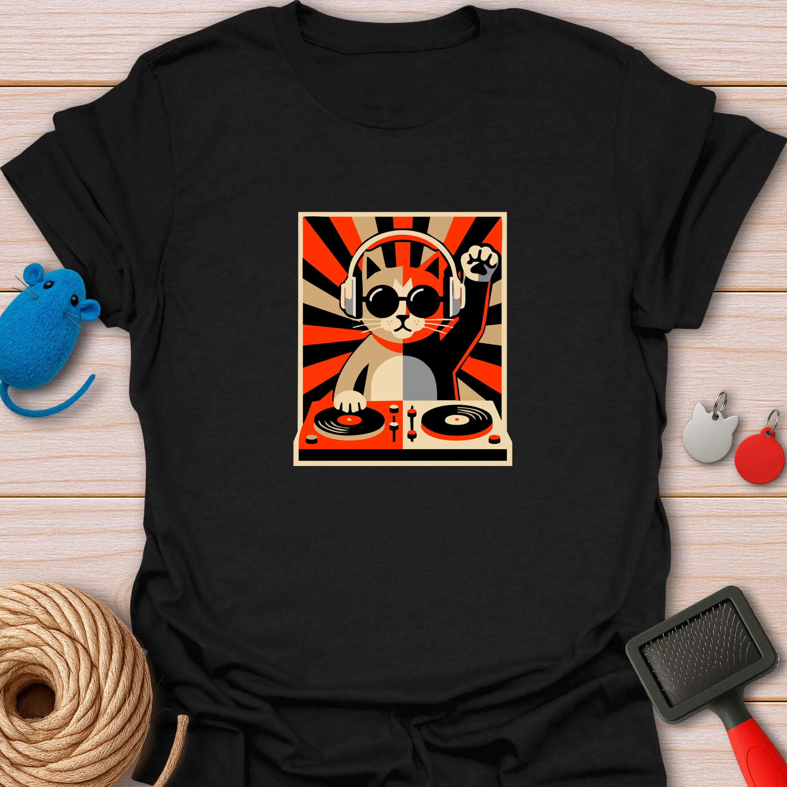 DJ Cat Retro Music Poster