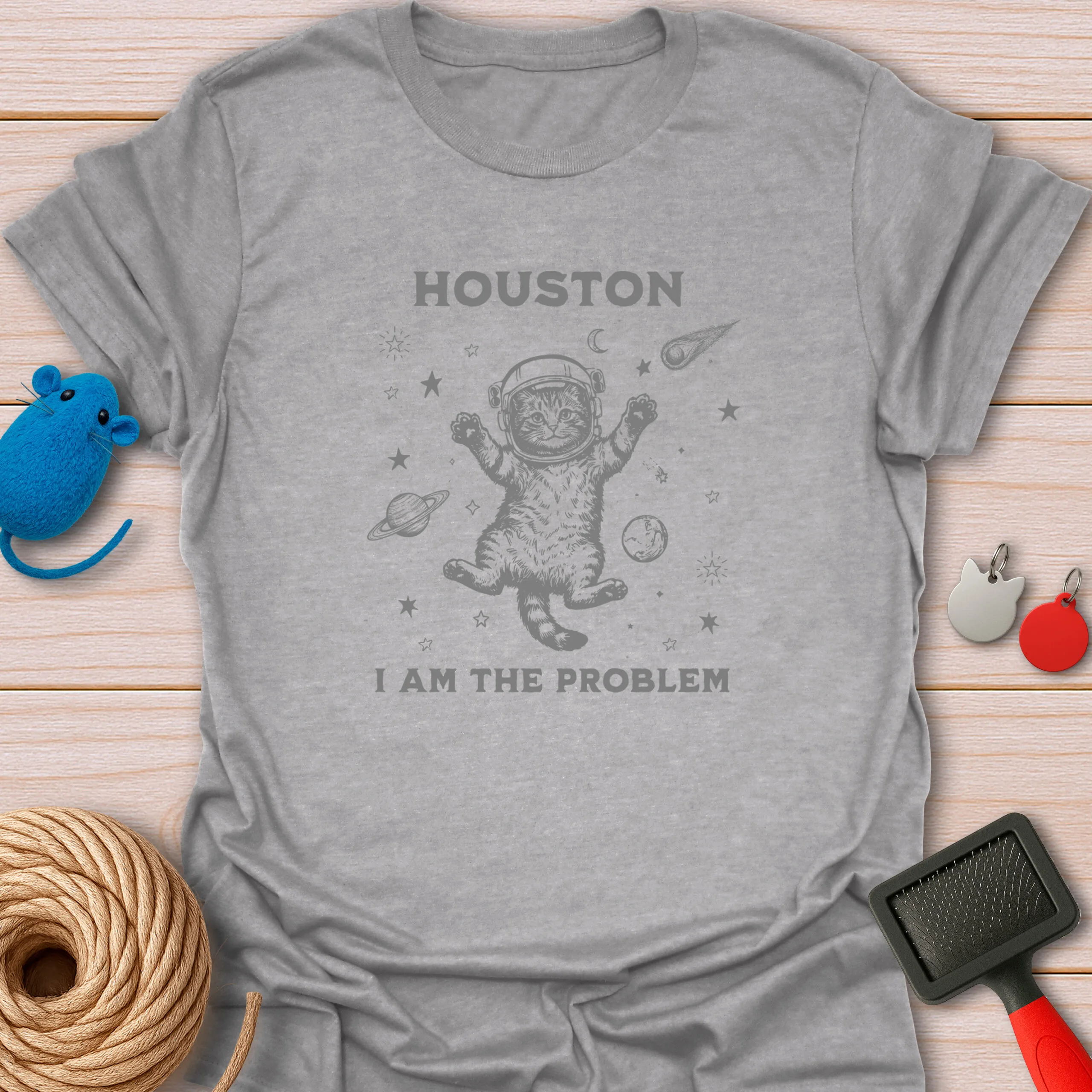 Houston I Am The Problem Funny Astronaut Cat
